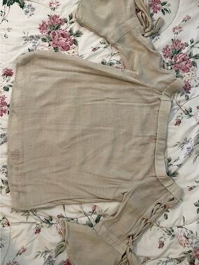Thalia Sodi Neutral Beige Tie-Sleeve Blouse